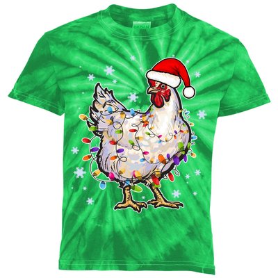 Christmas Santa Chicken Kids Tie-Dye T-Shirt