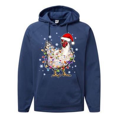 Christmas Santa Chicken Performance Fleece Hoodie