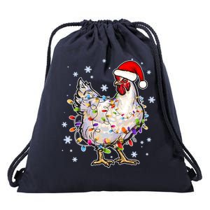 Christmas Santa Chicken Drawstring Bag