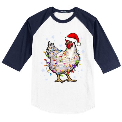 Christmas Santa Chicken Baseball Sleeve Shirt