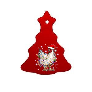 Christmas Santa Chicken Ceramic Tree Ornament