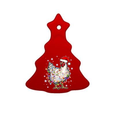 Christmas Santa Chicken Ceramic Tree Ornament