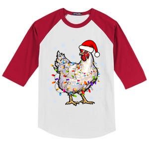 Christmas Santa Chicken Kids Colorblock Raglan Jersey