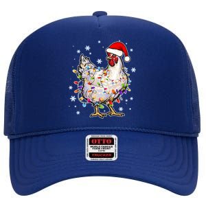 Christmas Santa Chicken High Crown Mesh Back Trucker Hat