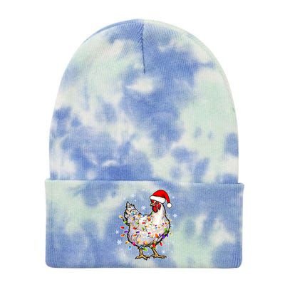 Christmas Santa Chicken Tie Dye 12in Knit Beanie