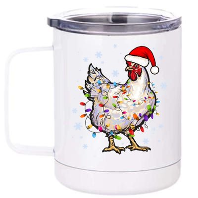 Christmas Santa Chicken 12 oz Stainless Steel Tumbler Cup