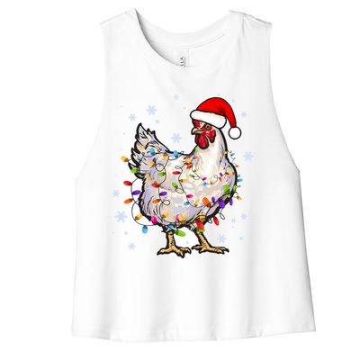 Christmas Santa Chicken Women's Racerback Cropped Tank