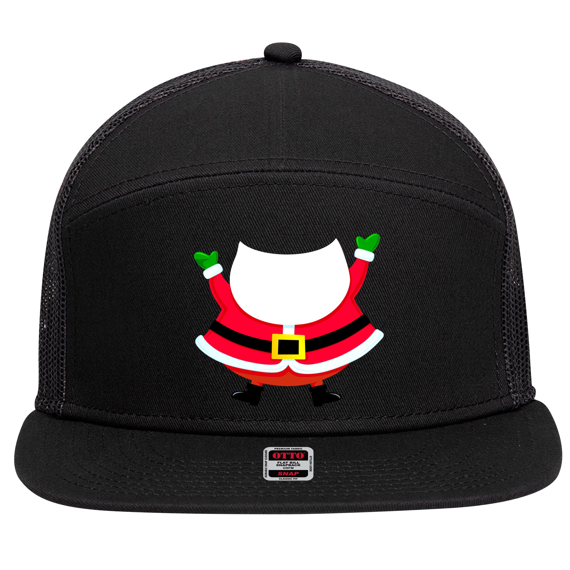 Christmas Santa Claus Big Head Suit 7 Panel Mesh Trucker Snapback Hat