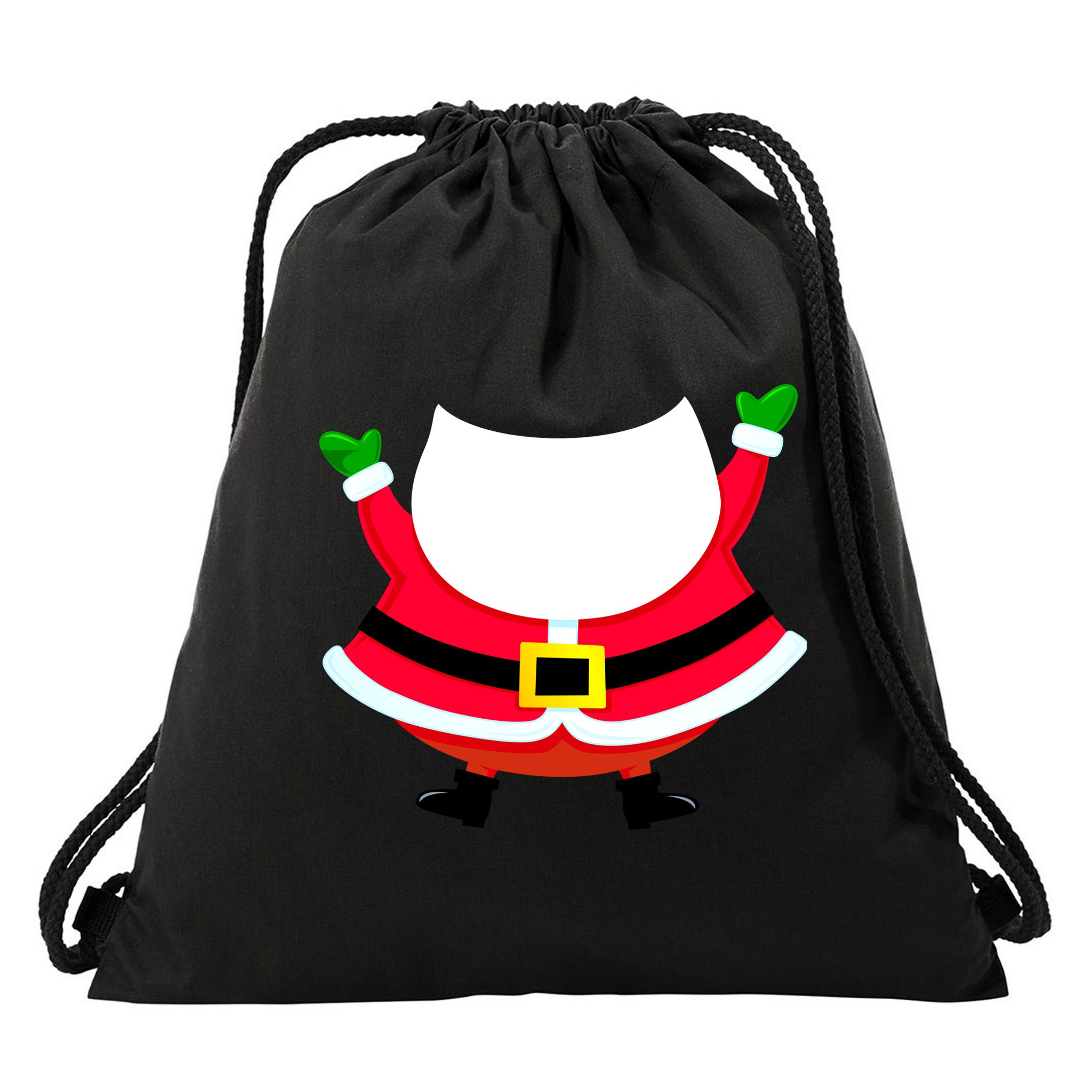 Christmas Santa Claus Big Head Suit Drawstring Bag