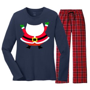 Christmas Santa Claus Big Head Suit Women's Long Sleeve Flannel Pajama Set 