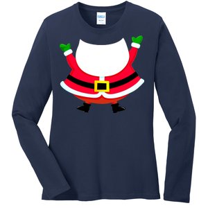 Christmas Santa Claus Big Head Suit Ladies Long Sleeve Shirt