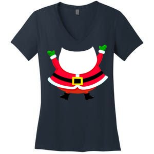 Christmas Santa Claus Big Head Suit Women's V-Neck T-Shirt