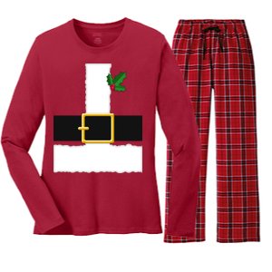 Christmas Santa Costume Top Women's Long Sleeve Flannel Pajama Set 