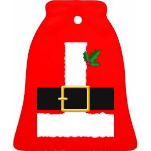 Christmas Santa Costume Top Ceramic Bell Ornament