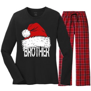 Christmas Santa Hat Brother Women's Long Sleeve Flannel Pajama Set 