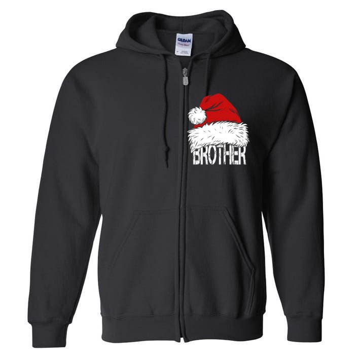 Christmas Santa Hat Brother Full Zip Hoodie