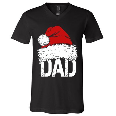 Christmas Santa Hat Dad V-Neck T-Shirt