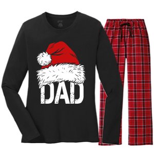 Christmas Santa Hat Dad Women's Long Sleeve Flannel Pajama Set 