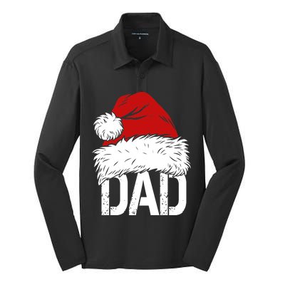 Christmas Santa Hat Dad Silk Touch Performance Long Sleeve Polo