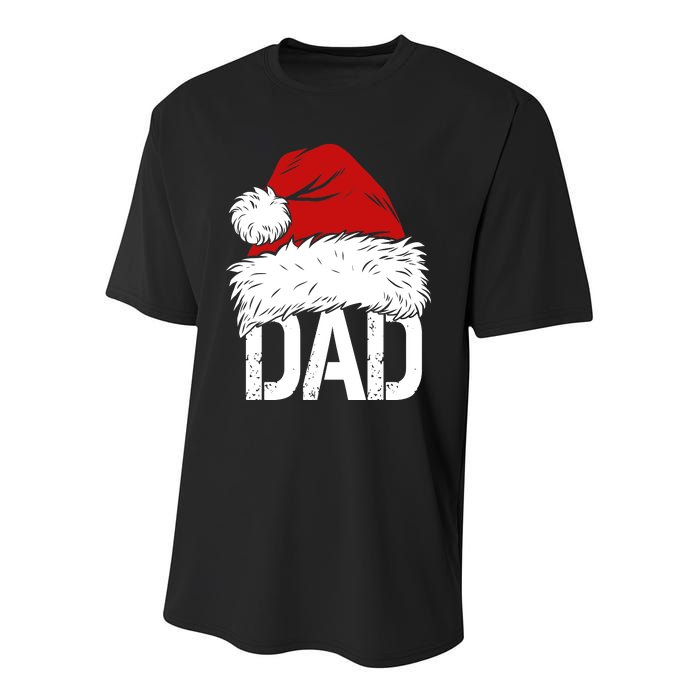 Christmas Santa Hat Dad Youth Performance Sprint T-Shirt