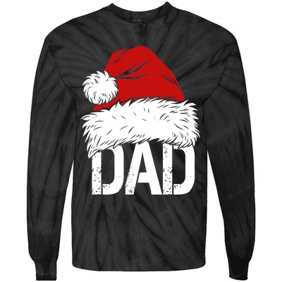 Christmas Santa Hat Dad Tie-Dye Long Sleeve Shirt