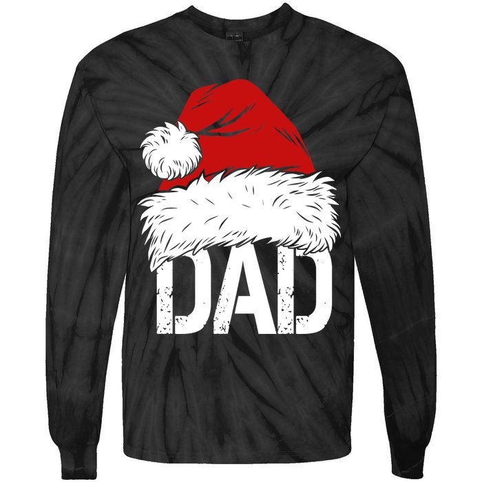 Christmas Santa Hat Dad Tie-Dye Long Sleeve Shirt