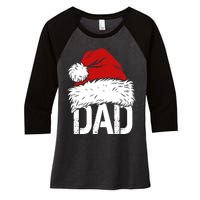 Christmas Santa Hat Dad Women's Tri-Blend 3/4-Sleeve Raglan Shirt