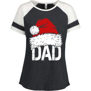 Christmas Santa Hat Dad Enza Ladies Jersey Colorblock Tee