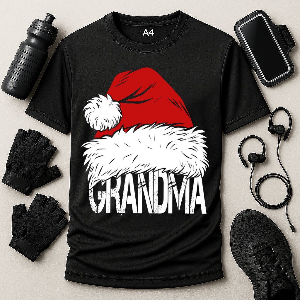 Christmas Santa Hat Grandma Cooling Performance Crew T-Shirt