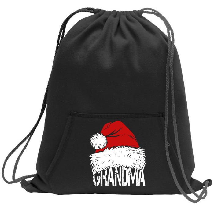 Christmas Santa Hat Grandma Sweatshirt Cinch Pack Bag