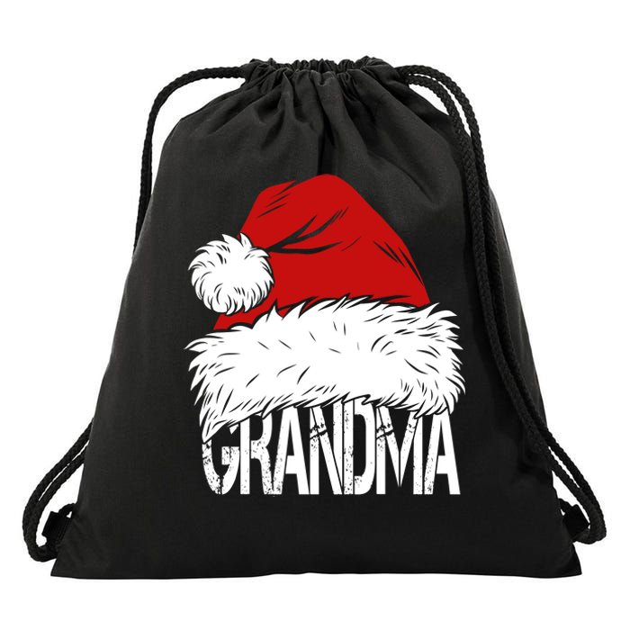 Christmas Santa Hat Grandma Drawstring Bag