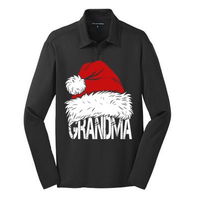 Christmas Santa Hat Grandma Silk Touch Performance Long Sleeve Polo