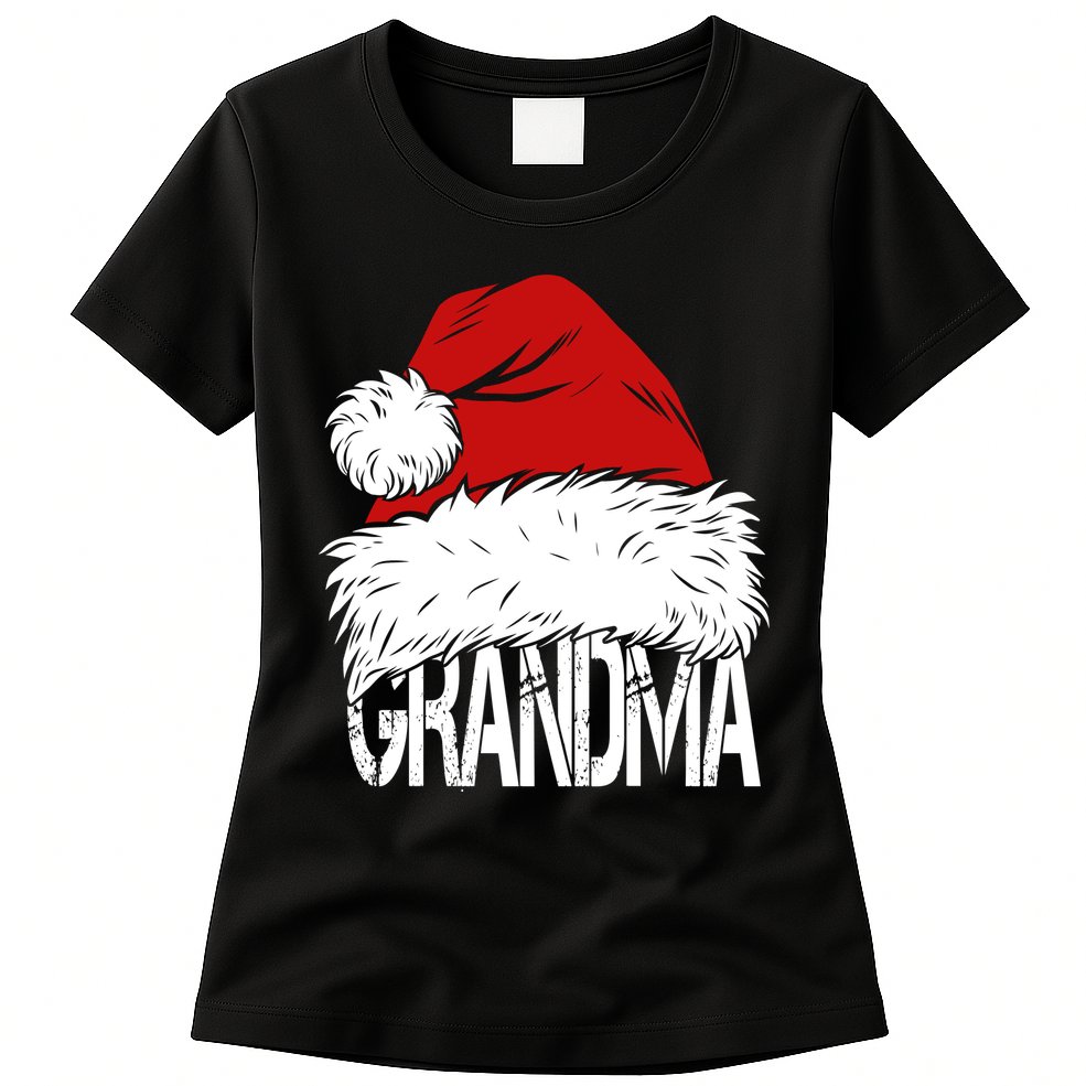 Christmas Santa Hat Grandma Womens T-Shirt