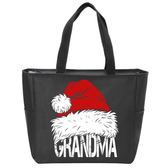 Christmas Santa Hat Grandma Zip Tote Bag