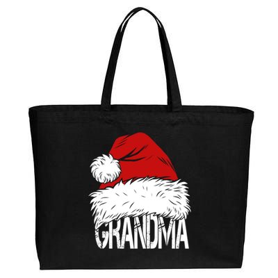 Christmas Santa Hat Grandma Cotton Canvas Jumbo Tote