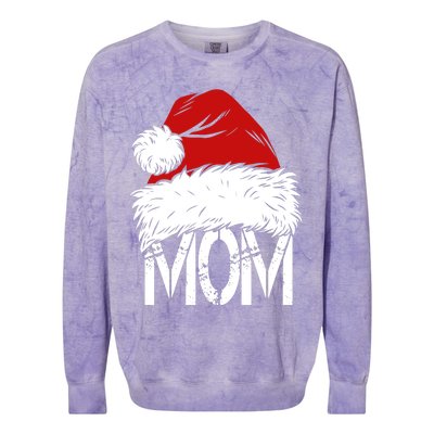 Christmas Santa Hat Mom Colorblast Crewneck Sweatshirt