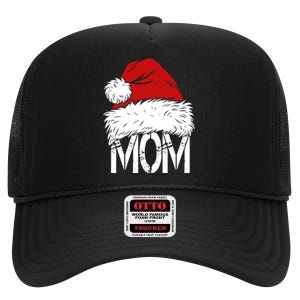 Christmas Santa Hat Mom High Crown Mesh Back Trucker Hat