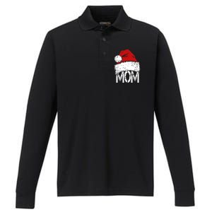 Christmas Santa Hat Mom Performance Long Sleeve Polo