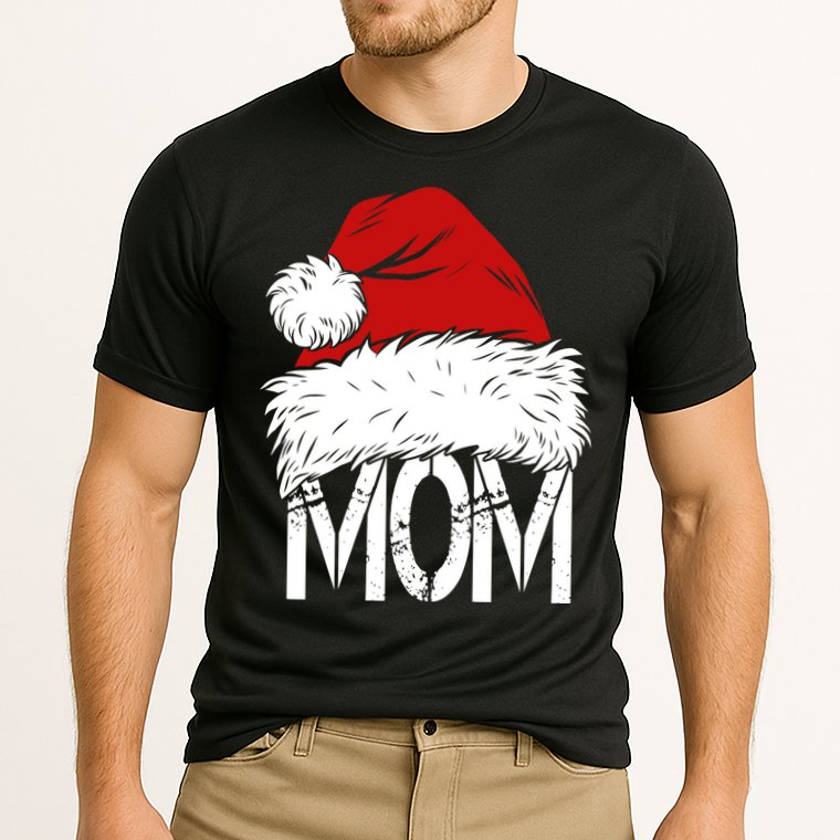 Christmas Santa Hat Mom Cooling Performance Crew T-Shirt