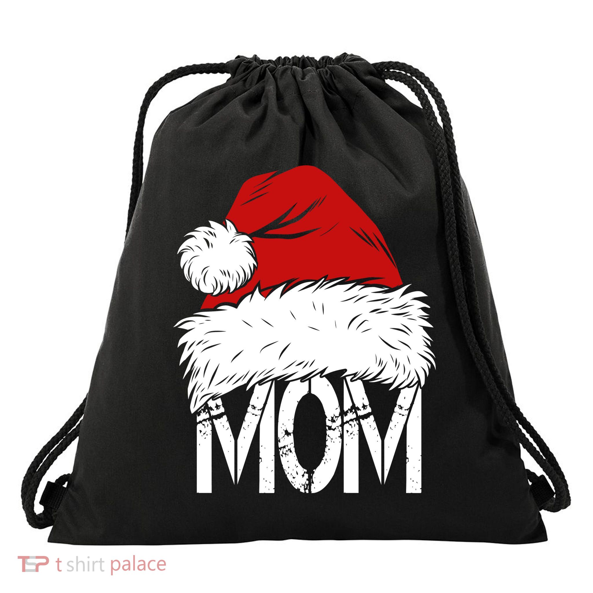 Christmas Santa Hat Mom Drawstring Bag
