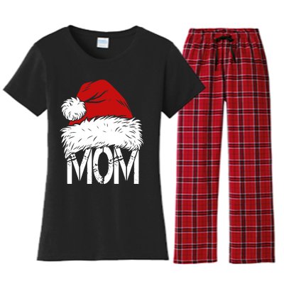 Christmas Santa Hat Mom Women's Flannel Pajama Set