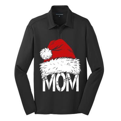 Christmas Santa Hat Mom Silk Touch Performance Long Sleeve Polo