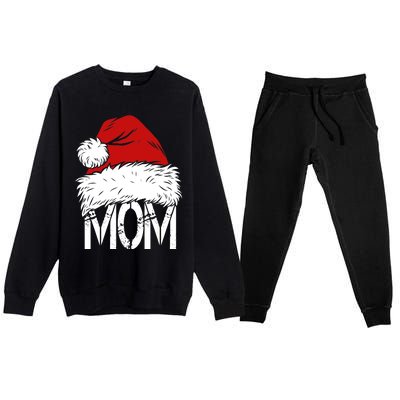 Christmas Santa Hat Mom Premium Crewneck Sweatsuit Set