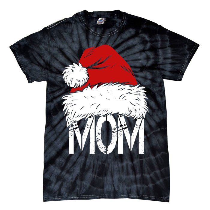 Christmas Santa Hat Mom Tie-Dye T-Shirt