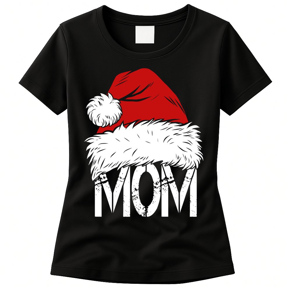 Christmas Santa Hat Mom Womens T-Shirt