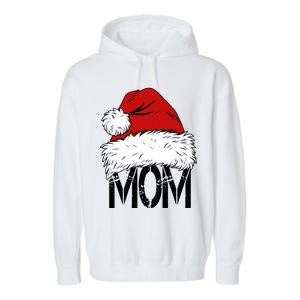 Christmas Santa Hat Mom Garment-Dyed Fleece Hoodie