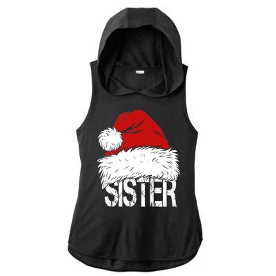 Christmas Santa Hat Sister Ladies PosiCharge Tri-Blend Wicking Draft Hoodie Tank