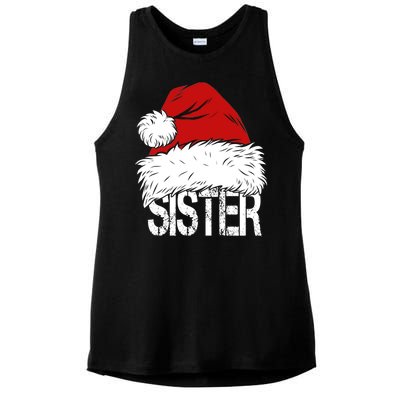 Christmas Santa Hat Sister Ladies PosiCharge Tri-Blend Wicking Tank