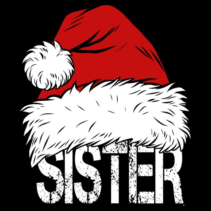 Christmas Santa Hat Sister Drawstring Bag