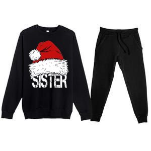 Christmas Santa Hat Sister Premium Crewneck Sweatsuit Set